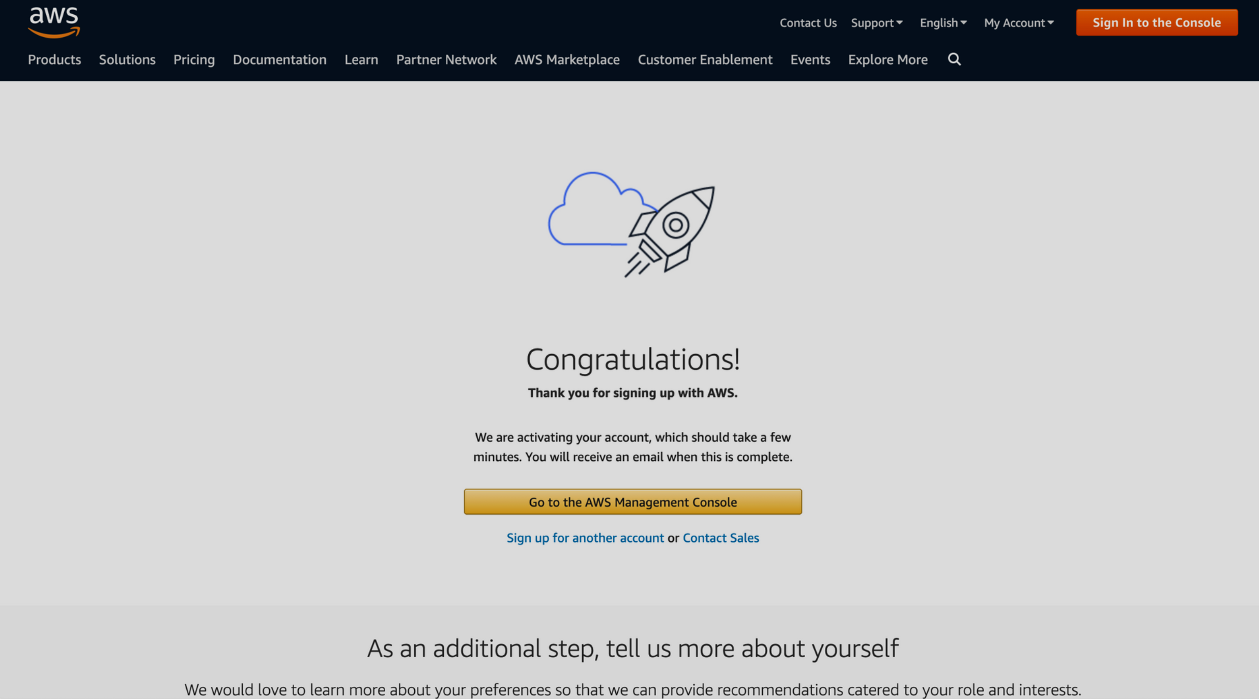 Sign up for AWS