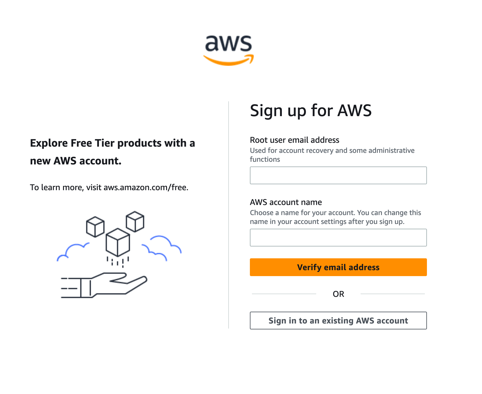 Sign up for AWS