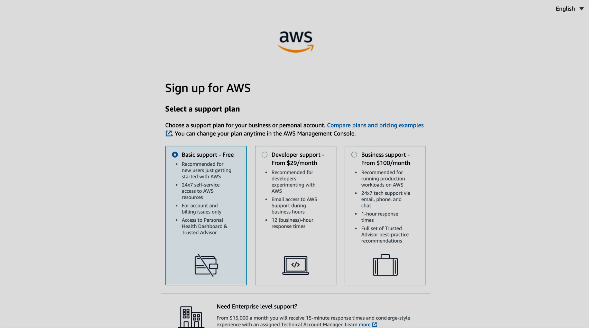 Sign up for AWS