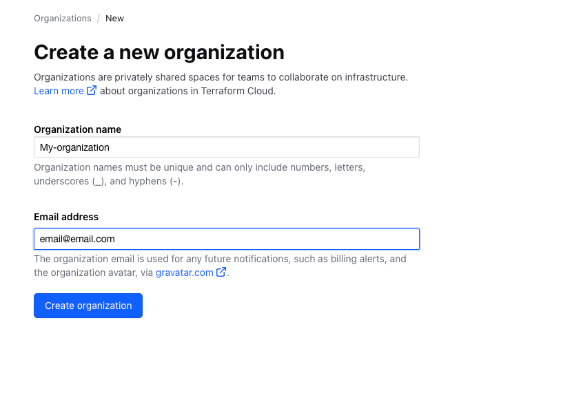 Create organization
